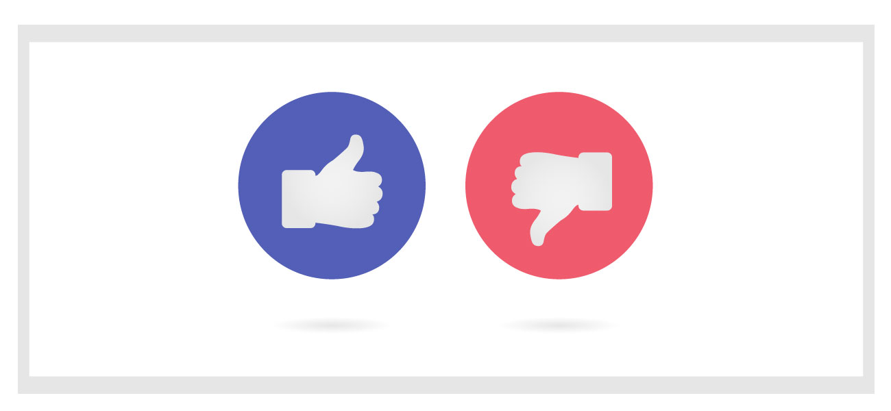 Thumbs-up and thumbs-down icons. 