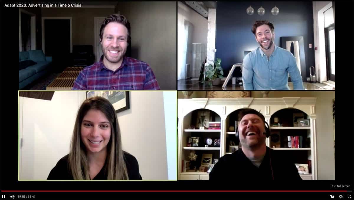 Four marketing experts in webinar video.