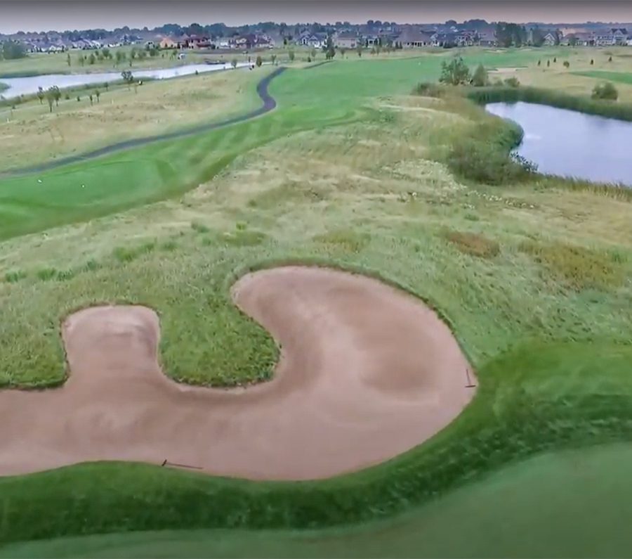 Ariel drone image of a golf course