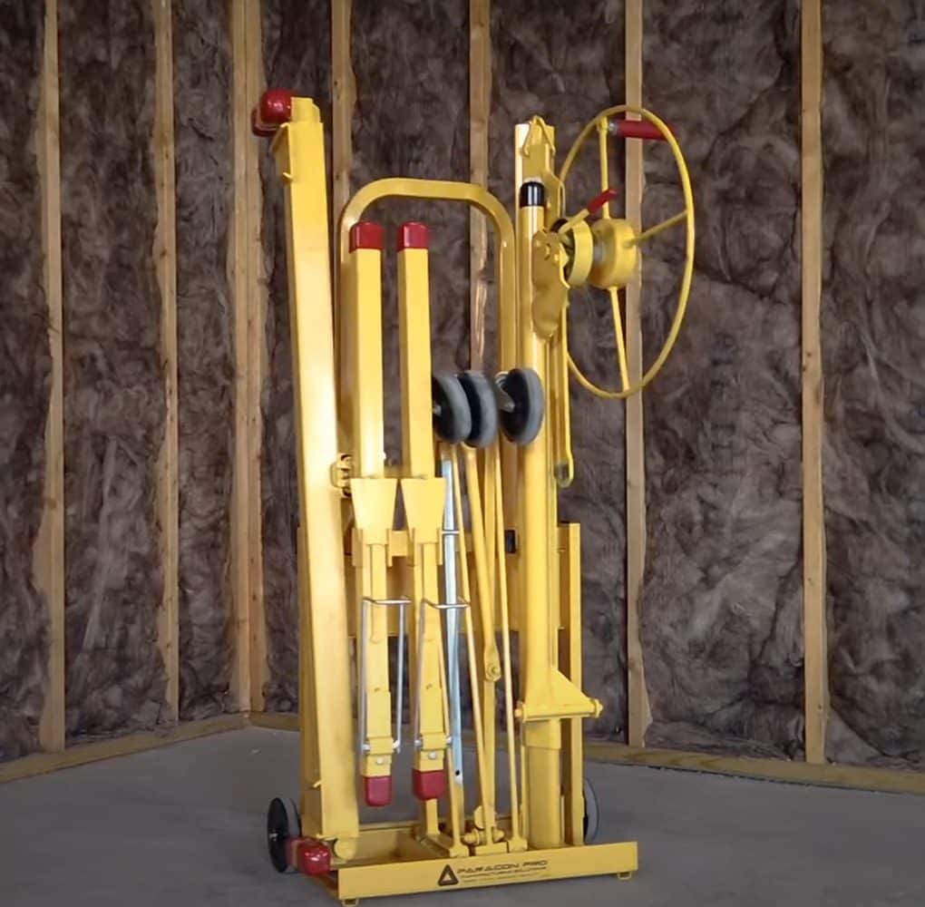 Image of a drywall lift that is folded up.