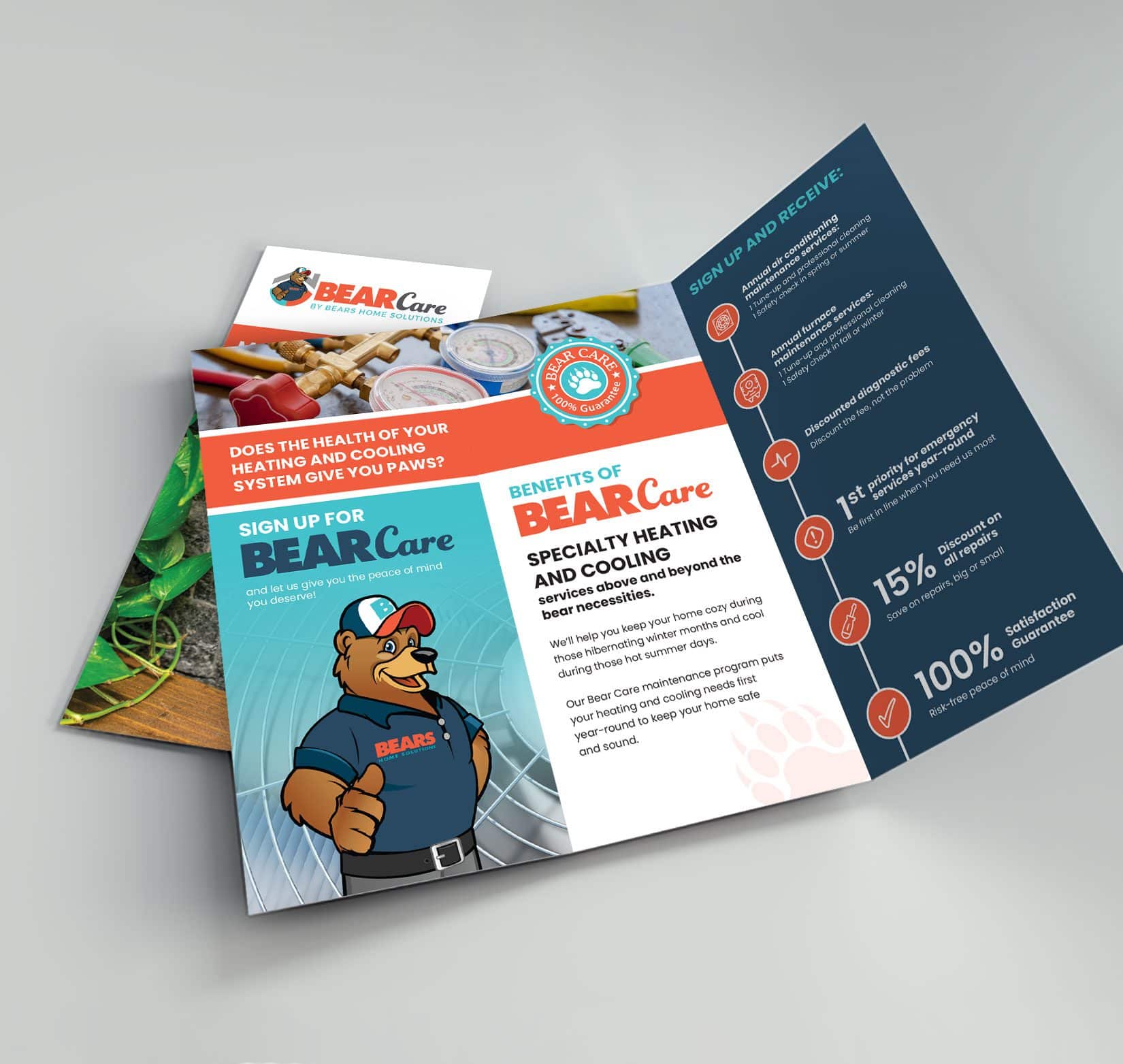 Two tri-fold brochures for Bears Home Solutions on a white background