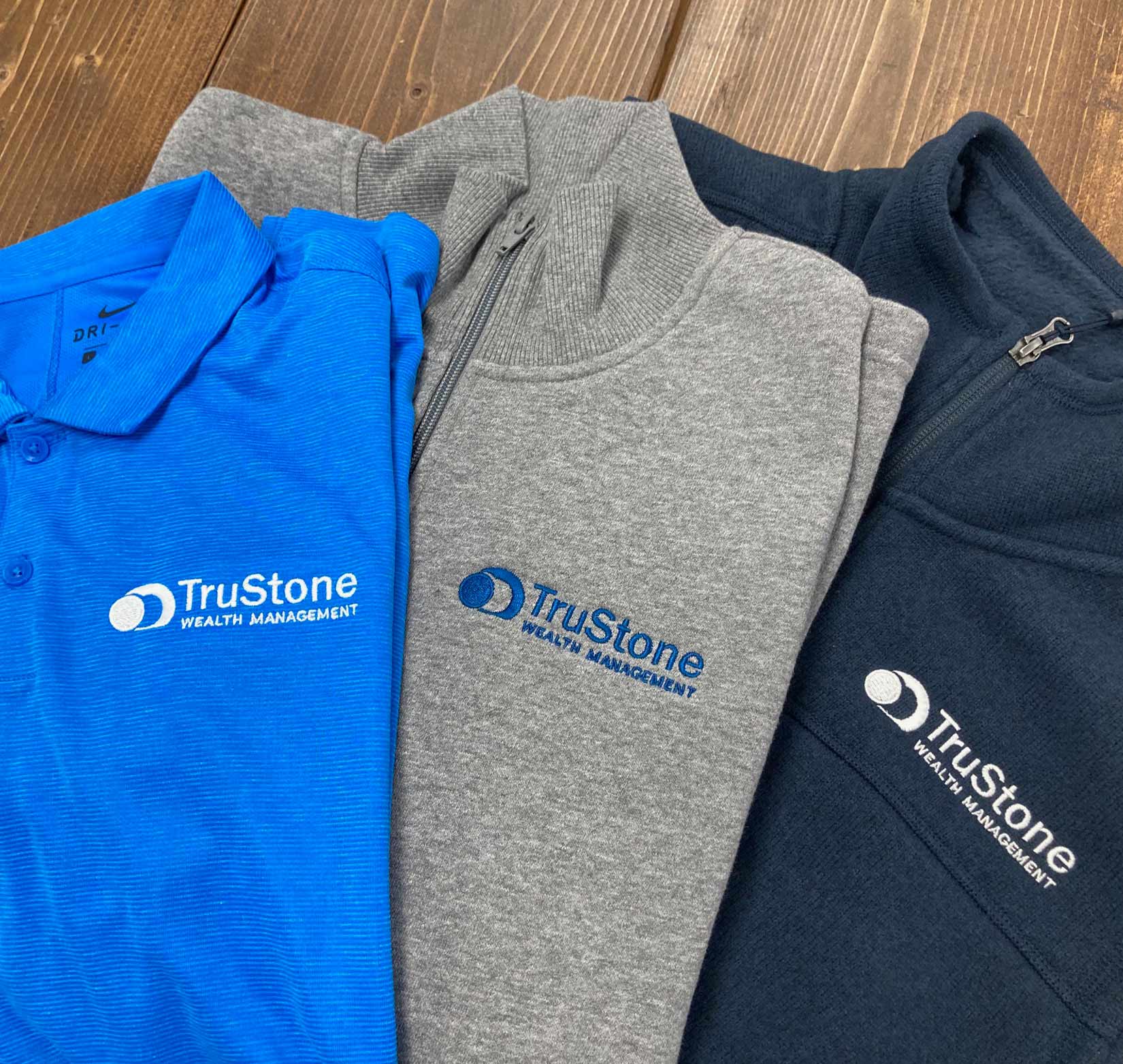TruStone logo embroidered on apperal.